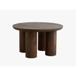 Mesa de Centro HELIN Ø70x40 cm, Mango / Marrón Oscuro - Nordal