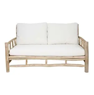 Banco con Cojines PANIOL, Madera Maciza Natural - Vackart