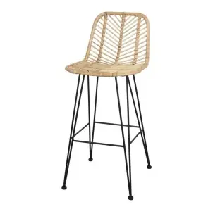 Taburete Alto MEDEA 68 cm, Metal / Ratán Natural - Vackart