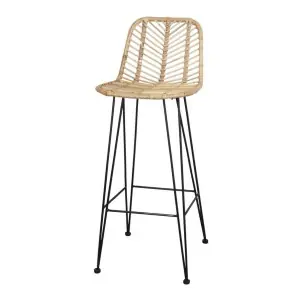 Taburete Alto MEDEA 78 cm, Metal / Ratán Natural - Vackart