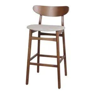 Taburete Alto HOLLAND 78 cm, Madera / Textil Arena - Vackart