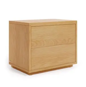 Mesita de noche ABILEN de chapa de roble 53 x 44 cm FSC 100% - Kave Home