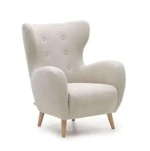 Butaca PATIO chenilla beige/patas haya - Kave Home