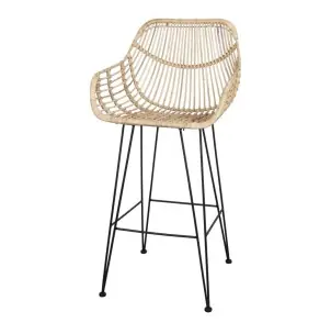 Taburete Alto ALVINIA MAXI 75 cm, Metal / Ratán Natural - Vackart