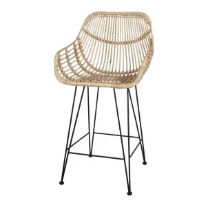 Taburete ALVINIA MINI 66 cm, Metal / Ratán Natural - Vackart