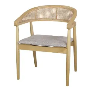 Silla con Brazos TIANA, Madera / Fibra Natural / Textil - Vackart