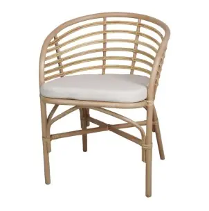 Silla con Brazos NIKITA, Ratán Natural / Textil - Vackart