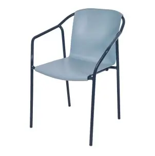 Silla Exterior MINNEAPOLIS, Metal Antracita / Plástico Azul Grisáceo - Vackart