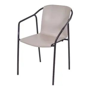 Silla Exterior MINNEAPOLIS, Metal Moka / Plástico Perla - Vackart