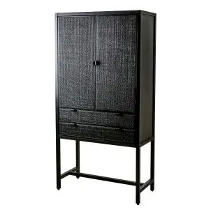Aparador HARRY 85x170 cm, Madera / Ratán Negro - Affari