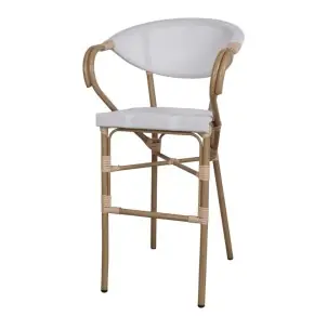 Taburete Alto NIDRAZA 75 cm, Metal / Textilene Beige - Vackart