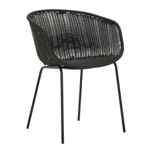 Silla con Brazos HAPUR, Ratán Sintético / Metal Negro - House Doctor