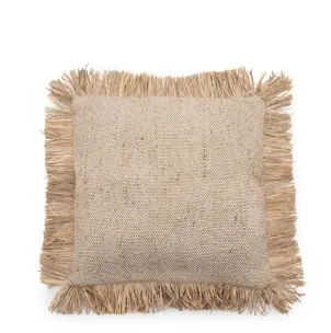 Funda de Cojín Raffia Flores Natural 40x40cm - Bazar Bizar