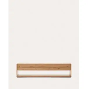 Mueble TV Alguema 3 cajones 200x51cm chapa de roble acabado natural - Kave Home