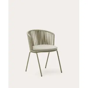 Silla exterior Saconca cuerda acero beige - Kave Home