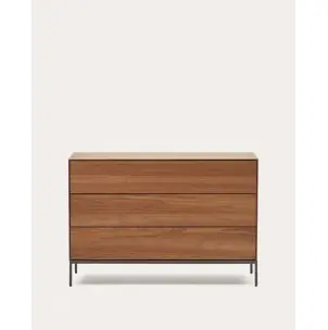 Cómoda Vedrana 3 cajones nogal/acero negro 110 x 75 cm - Kave Home