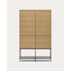 Aparador alto Vedrana 4 puertas roble/acero negro 97,5 x 160 cm - Kave Home