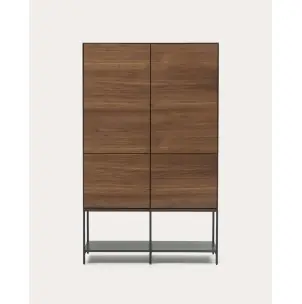 Aparador alto Vedrana 4 puertas nogal/acero negro 97,5 x 160 cm - Kave Home
