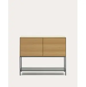 Aparador Vedrana 2 puertas roble/acero negro 97,5 x 80 cm - Kave Home