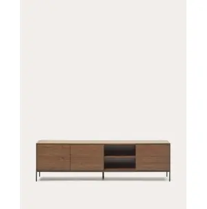 Mueble TV Vedrana 3 puertas nogal/acero negro 195 x 55 cm - Kave Home