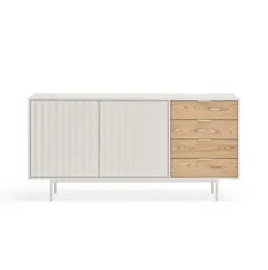 Aparador SIERRA 159x47 cm, DM Blanco / Roble - Teulat