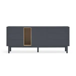 Aparador CORVO 180x40 cm, DM Gris Antracita / Roble - Teulat