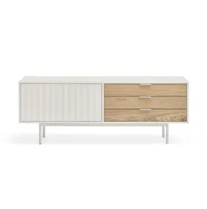 Mueble TV SIERRA 140x40 cm, DM Blanco / Roble - Teulat
