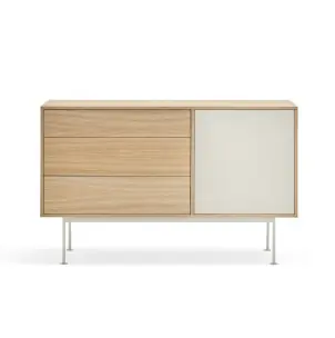 Aparador YOKO 128x45 cm, DM Crema / Roble - Teulat