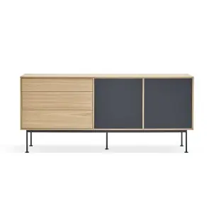 Aparador YOKO 180x45 cm, DM Gris Antracita / Roble - Teulat
