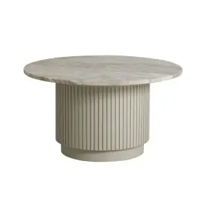 Mesa Auxiliar ERIE Ø75 cm, Mango / Mármol Marfil - Nordal
