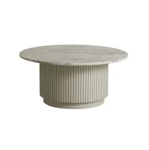 Mesa de Centro ERIE Ø90 cm, Mango / Mármol Marfil - Nordal