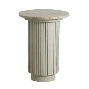 Mesa Auxiliar ERIE Ø40 cm, Mango / Mármol Marfil - Nordal