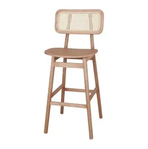 Taburete Alto RINALDO 74 cm, Madera / Ratán Natural - Vackart