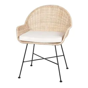 Silla con Brazos KAMIN, Metal / Ratán Natural - Vackart