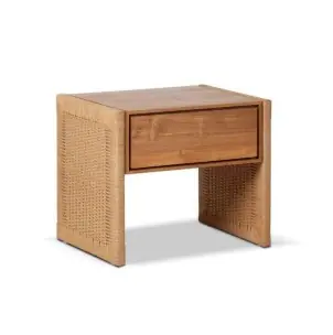 Mesita de Noche TAROK, Teca Reciclada / Cuerda Natural - Dareels