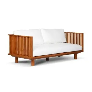 Sofá Exterior TOPRAK 2P, Teca Reciclada / Textil Blanco - Dareels