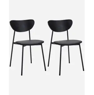Set 2 Sillas MUST, Madera Negra / Metal / Piel Sintética - House Doctor