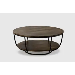 Mesa de Centro VALL Ø90 cm, Mango Natural / Metal - Vackart