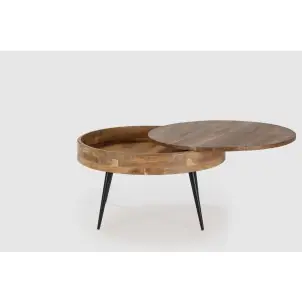Mesa de Centro TYK Ø90 cm, Madera Natural / Metal - Vackart