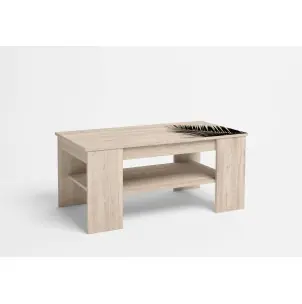 Mesa de Centro GRAFF, Melamina Natural Claro / Negro - Vackart