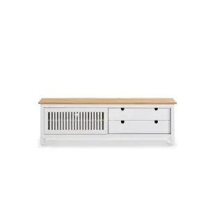 Mueble TV OPLYST, Madera Blanca / Natural - Vackart