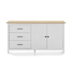 Aparador KOSV 150x80 cm, Madera Blanca / Natural - Vackart