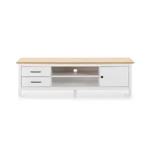Mueble TV KOSV, Madera Blanca / Natural - Vackart