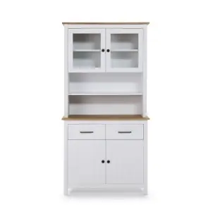 Vitrina Aparador KOSV 90x180 cm, Madera Blanca / Natural - Vackart