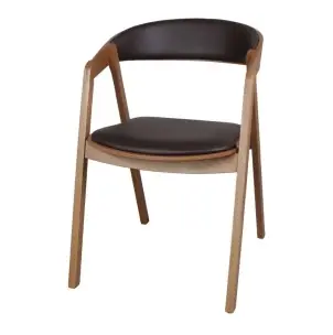 Silla BORMY, Madera Natural / PU Negro - Vackart