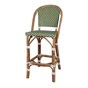Taburete Alto ABEYA 73 cm, Ratán Natural / Sintético Verde - Vackart