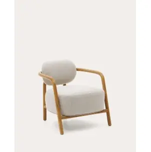 Butaca Melqui beige de madera maciza de roble con acabado natural - Kave Home