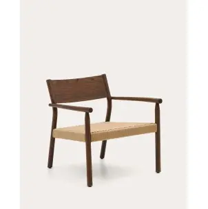 Butaca Yalia de madera maciza roble acabado nogal y asiento de cuerda de papel FSC 100% - Kave Home