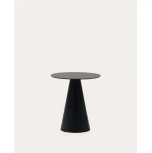 Mesa auxiliar Wilshire de cristal templado y metal con acabado pintado negro mate Ø 50 cm - Kave Home
