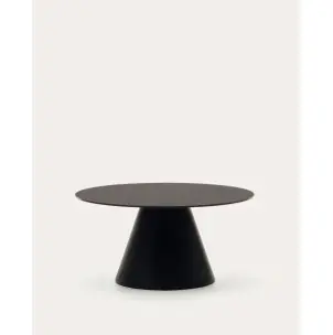 Mesa de centro Wilshire de cristal templado y metal con acabado pintado negro mate Ø 80 cm - Kave Home